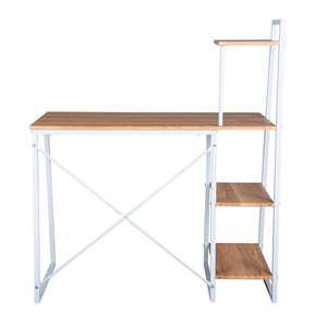 Escritorio para computadora Well Home de 100x49.5x75 cm en blanco y marrón haya con estanterías - Product Image 6