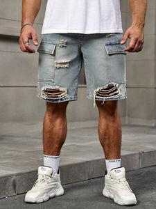 Short en jean vintage de style Y2K pour hommes, denim déchiré et lavé avec poches, coupe ample, short décontracté pour hommes - Product Image 6
