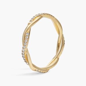 Anillo de Eternidad de Oro Amarillo de 14K con Diamantes Naturales Redondos Pequeños, 1/5 Ct, Engaste Pavé, Anillo de Boda - Product Image 2