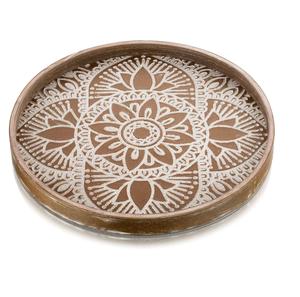 Plateau de table basse décoratif en bois rond: centre de table rustique boho lavé plateau de service décor de ferme blanc pour comptoir de cuisine - Product Image 2