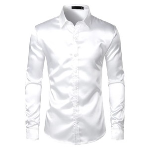 Camisas formales de manga larga para hombre de satén antiarrugas de Color sólido cómodo cuello vuelto otoño nuevo 100% algodón - Product Image 6
