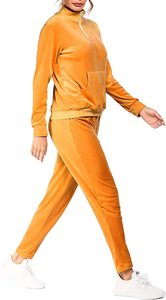 Women's Custom Logo Street 2 Two-Piece <b>Velour</b> Velvet Sweatsuit Sets Solid Tracksuit Logo <b>Hoodie</b> Zipper Long Casual Workout - Product Image 3