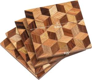 Durable Natural Wooden <b>Coaster</b> Set Eco-Friendly Stylish Classic <b>Drink</b> <b>Coasters</b> for Home & Office Kitchen Decoration - Product Image 2