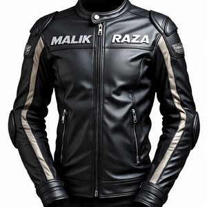 Veste en cuir de motard en cuir de vache véritable pour homme avec fermeture éclair asymétrique Logo personnalisé Vente en gros Poches blindées de qualité AA - Product Image 6