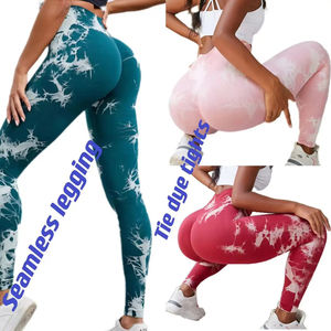 Tie Dye High Waist Ribbed Seamless Gym <b>Tights</b> Scrunch Butt Leggings for Women 2024 Winter Sports Yoga Pants Fitness Yoga Wear - Product Image 2
