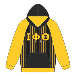 Sweat à capuche Iota Phi Theta noir avec rayures dorées, vêtements de fraternité grecque, personnalisé Divine Nine HBCU - Product Image 2