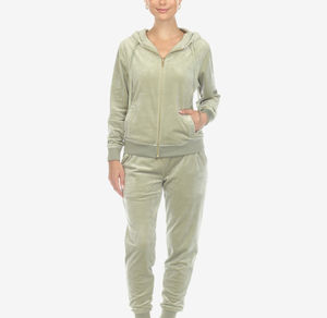 Women's Oversize <b>Velvet</b> High Quality Velour Tracksuit Set Zip-Up <b>Hoodie</b> Sweatsuit with Slim Fit for Winter - Product Image 2