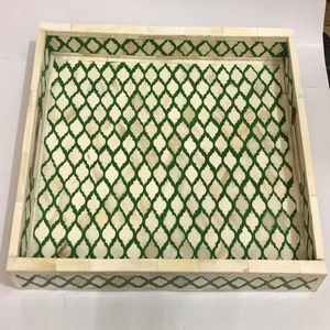 Vase de table rectangulaire en os incrusté fait main, style Art déco, origine Singapour, modèle SH-3030 - Product Image 4