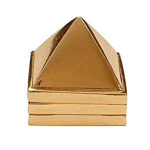Sahaya Golden Color Metal Pyramid Feng Shui Vastu Shastra for Stress Relief Peace and Prosperity 1 Inch