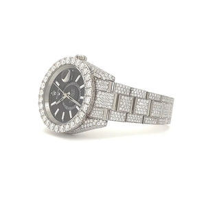 Unisex Luxury Customized <b>Wrist</b> Watch Full Iced Out Black Dial Moissanite Diamond Bust Stainless Steel <b>Band</b> New Hip Hop Style - Product Image 3