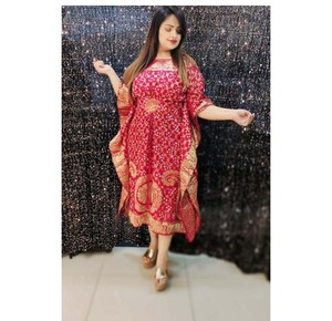 Vestido caftán de algodón para mujer, estampado de colores surtidos, cubierta de playa, Kimono, manga corta, patrón de borlas, talla grande, regalo perfecto para - Product Image 3