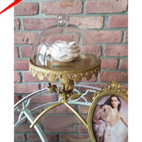 Soporte con diseño de Reno para pastel, con cúpula de cristal, para postre, taza, servidor de pastel, para hotel