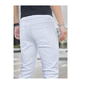 Pantalones vaqueros personalizados de alta calidad para hombre, pantalones vaqueros ajustados a la piel de Color blanco, pantalones vaqueros de forma estrecha para hombre - Product Image 4