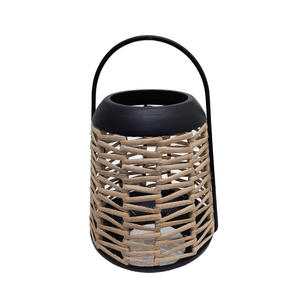 Lot de 2 lanternes en verre et métal avec poignée, lanterne marine de grande taille de couleur noire et naturelle pour la décoration de la maison et du mariage - Product Image 5