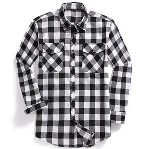 Wholesale <b>Men's</b> Black White Breathable Street Wear Fashion Casual Custom OEM <b>Flannel</b> <b>Shirts</b> 100% Cotton Plaid <b>Shirts</b> <b>for</b> <b>Man</b> - Product Image 6