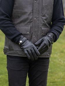 Gants de moto unisexes pour adultes en cuir d'automne et d'hiver, épais, en polaire, coupe-vent, imperméables, respirants, séchage rapide, écran tactile - Product Image 3