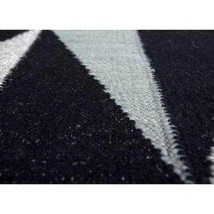 Tapis en laine abstraits géométriques Alhambra gris et noir, tissage plat, rectangulaires 9x12 en jute pour la maison, la chambre et le couloir - Modèle Dwrm-7010 - Product Image 3
