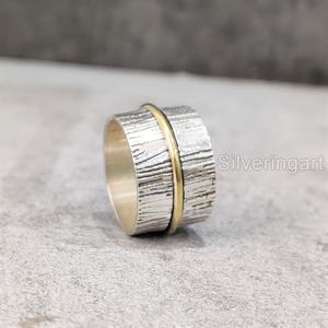 Anillo de meditación con banda giratoria, anillo de Plata de Ley 925 para mujer, joyería hecha a mano, anillo giratorio para hombre con ansiedad navideña - Product Image 5