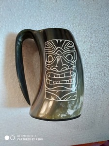 แก้วดื่มน้ำแบบ Tankard ทำด้วยมือแก้วมักเป็นมิตรกับสิ่งแวดล้อมธรรมชาติควายฮอร์นสัตว์สไตล์สัตว์ไม่ซ้ำใครงานฝีมือจากธรรมชาติ - Product Image 2
