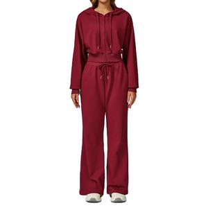 Mujeres Niñas Compresión Cómodo Correr Fitness Transpirable Algodón sólido Cremallera Sudadera con capucha Pantalones de chándal Conjunto de 2 piezas - Product Image 2