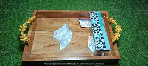 Juego de caja de regalo de tarro acrílico Eid Mubarak festivo con elegante bandeja de madera y cubiertas de incrustaciones de nácar hechas a mano - Product Image 3