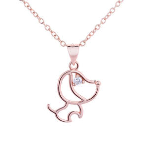 Collana con Ciondolo Placcato in Oro Rosa 18K con Charm a Forma di Cane - Product Image 3