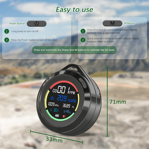 Ngoài trời di động 6-in-1 O2 co chính xác chất lượng không khí Màn hình DC 5V/2A thông minh giám sát oxy Meter - Product Image 6