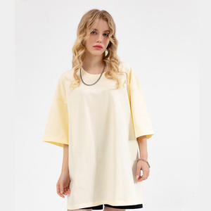 Camiseta Extra Grande Personalizable para Mujer, 100% Algodón, Hombros Caídos, Transpirable, Ajuste Holgado, Estilo Casual, con Letras, para Verano - Product Image 2