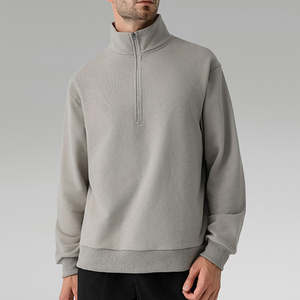 เสื้อสเวตเชิ้ตผู้ชายคุณภาพสูง ผ้าคอตตอนผสม คอตั้ง ซิปครึ่งตัว แขนยาว - Product Image 3