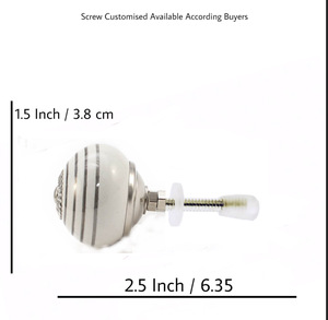 Boutons en céramique blanche peints à la main de style design industriel avec bandes argentées pour armoires commodes chambres à coucher cuisines poignées de tiroirs - Product Image 4