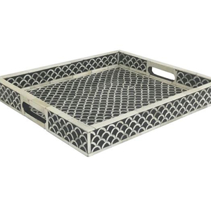 Bandeja de Servir con Incrustaciones de Resina 100% Hecha a Mano, Último Diseño, Bandeja con Incrustaciones de Hueso de la India, Mejor Color, Tamaño Personalizado, Diseño Elegante - Product Image 1