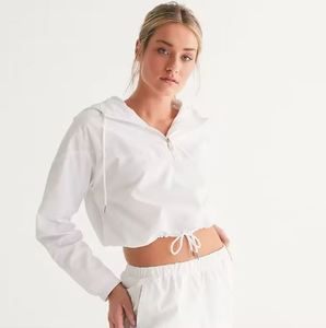 Nueva moda personalizada al por mayor cordón ajustable recortada Sudadera con capucha para mujer Fitness sudaderas con capucha - Product Image 1