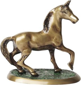 รูปปั้นรูปปั้นม้าทองเหลืองโบราณสำหรับตกแต่งบ้านสำนักงานสัญลักษณ์แห่งความเจริญรุ่งเรือง - Product Image 1