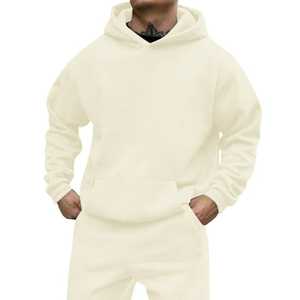 เสื้อสวมหัวมีฮู้ดสำหรับผู้ชายเสื้อฮู้ดสีขาวเปิดไหล่ตก - Product Image 6