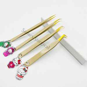 Pinces à épiler professionnelles de haute qualité en acier inoxydable, poignée diamantée avec pointe pointue et pointes en fibre pour extensions de cils - Product Image 6