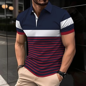 Polo de golf à motif pour hommes Vêtements de golf en polyester et spandex évacuant l'humidité de haute qualité Chemises pour hommes extensibles dans 4 sens - Product Image 6