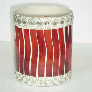 Portavelas Moderno de Cera de Abeja Hecho a Mano con Diseño de Mosaico, Altamente Perfumado para Bodas - Product Image 1