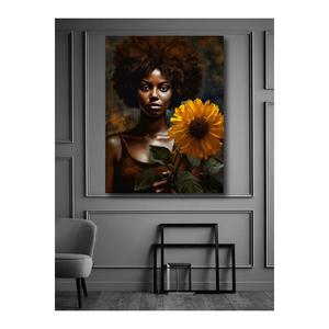 Tavolo luminoso con immagine donna e girasole