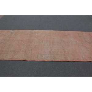 Vintage Rug, Runner 3.9x12.1 ft Turkish Rug, Orange <b>Brown</b> Patchwork <b>Wool</b> Rug - Product Image 3
