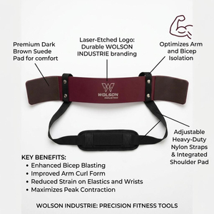 Wolson Industry Adjustable Workout Arm Blaster Heavy Duty Curl Support Recycled Material Non-Slip Breathable Lightweight Fitness - Product Image 2