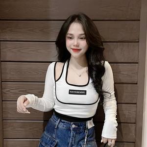 T-shirt d'été respirant à manches courtes pour femmes emballage personnalisé fabriqué au Vietnam col asymétrique Spandex lin tenue décontracté - Product Image 4