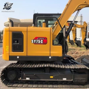 Excavadora de cadenas Sany75C usada, 7 toneladas, cucharón de 0.3m³, marca china original, excavadora de construcción de tamaño pequeño, pocas horas de uso, certificación CE - Product Image 2