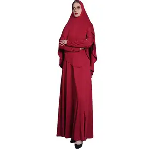 Modelo Pakaian Maxi islâmico Abaya Hijab Muçulmano Oração Oração Kaftan Vestido Com Hijab Das Mulheres One Piece-Preto