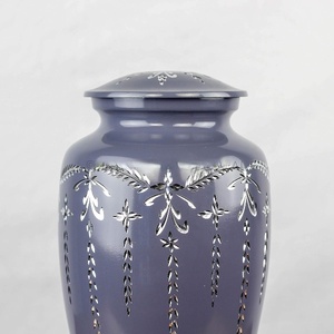 Urnas de cremación de metal de aluminio para cenizas y restos mortales | Hermosas urnas hechas a mano para humanos y mascotas (Fairy Grey) - Product Image 2