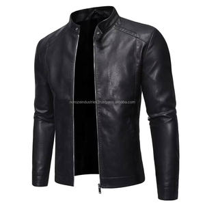 Veste en cuir noire coupe slim coupe-vent de haute qualité classique pour motard en PU imitation cuir pour hommes Chaqueta De Cuero - Product Image 4