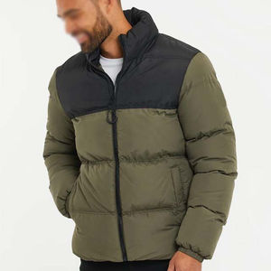Chaquetas acolchadas impermeables de poliéster de dos tonos estilo callejero para hombre, ropa de invierno con cierre de cremallera - Product Image 1