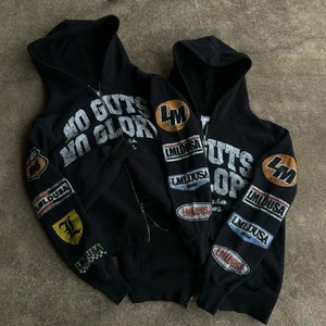 Custom Acid Wash Vintage Zip Double Way Hoodie Hombres DTG Impresión Bordado Parche Faded French Terry Hoodies para el invierno - Product Image 2