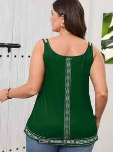 Débardeur sans manches élégant pour femmes, 95% polyester 5% spandex, col rond, tissu en tricot, imprimé printemps/été 180g m léger - Product Image 2