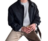 Blouson Bomber Homme Luxe Personnalisé en Velours Côtelé avec Doublure en Fibre de Bambou, Fermeture Éclair, Couleurs Noir et Marron, Prêt pour l'Hiver