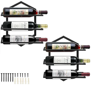 Porte-vin mural en métal, support de style industriel robuste, parfait pour le stockage de bouteilles de vin, disponible au prix de gros - Product Image 1